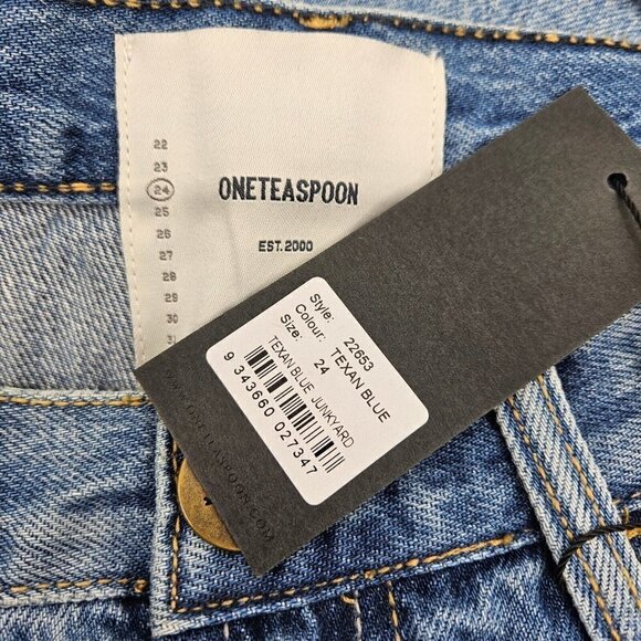 New One Teaspoon Texan Blue Junkyard Skirt Womens 24 Blue Denim Mini - Picture 7 of 7